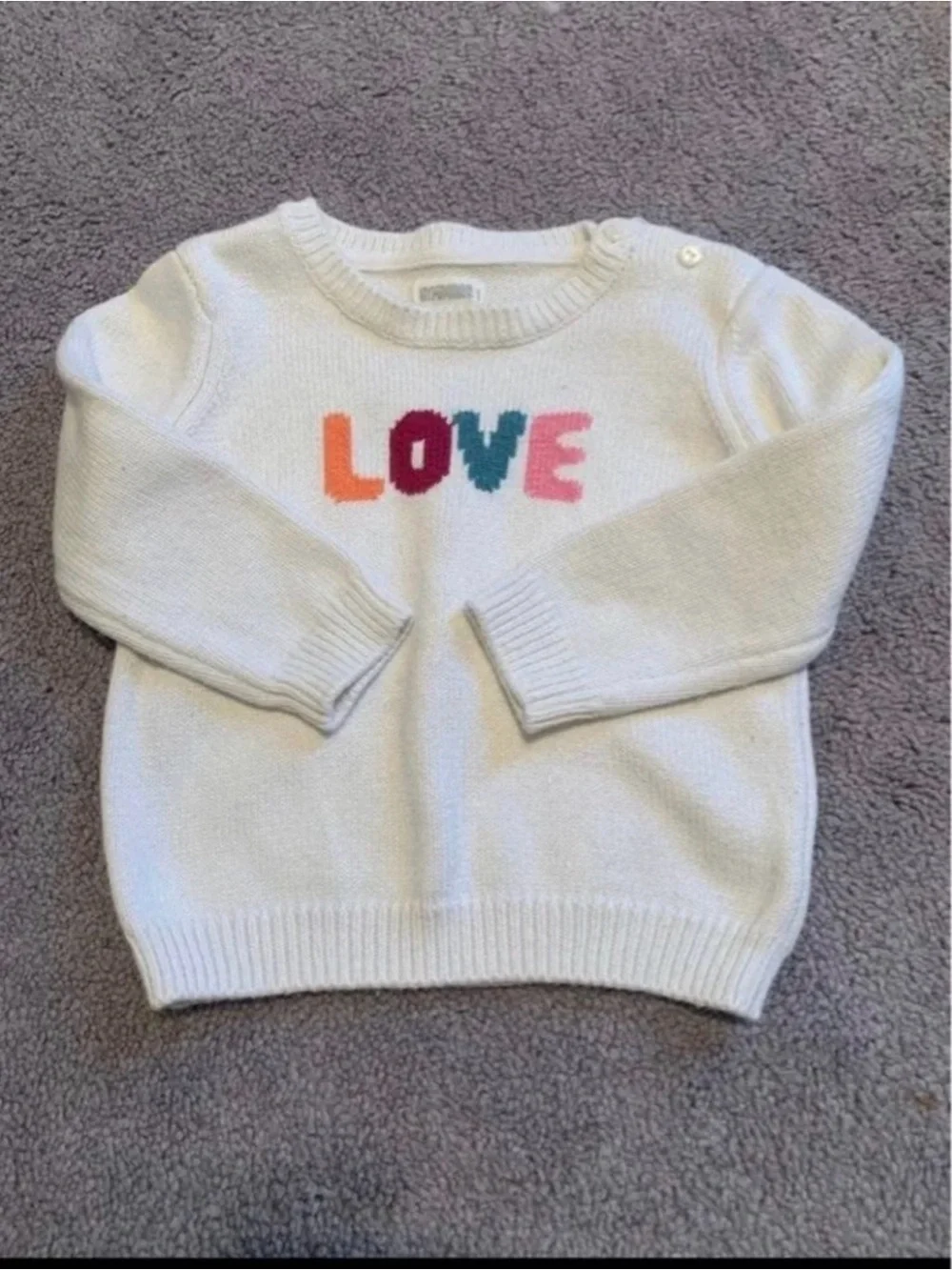 Gymboree White Knit Sweater with Colorful LOVE Letters